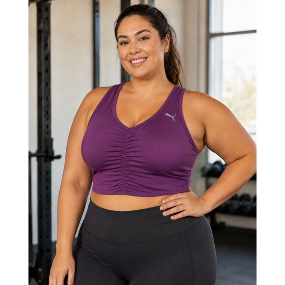 PUMA Other - Puma Womens Size 1X Ruched Purple Sports Bra Padded Athletic Running Gym Workout